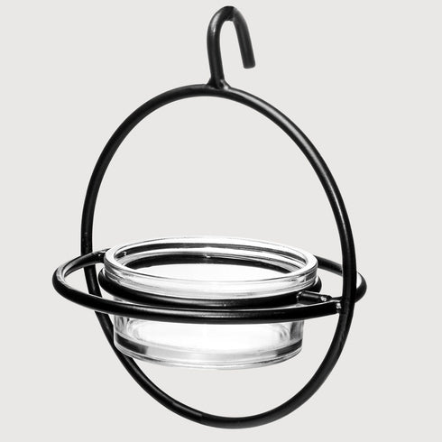 Zazu Black Steel Bird Feeder with Clear Bowl